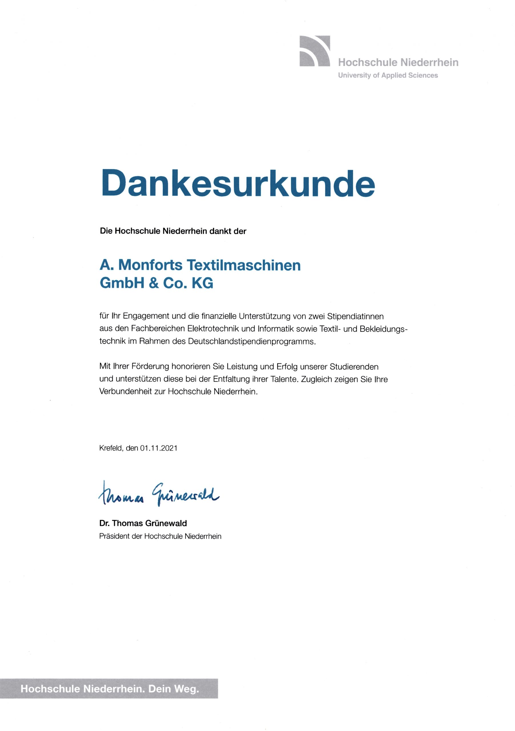 Dankesurkunde